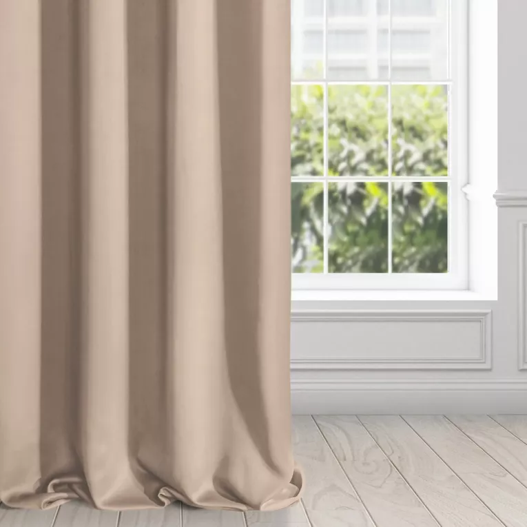 Zasłona beżowa zaciemniająca gładka półmatowa 140x270 cm przelotka LOGAN