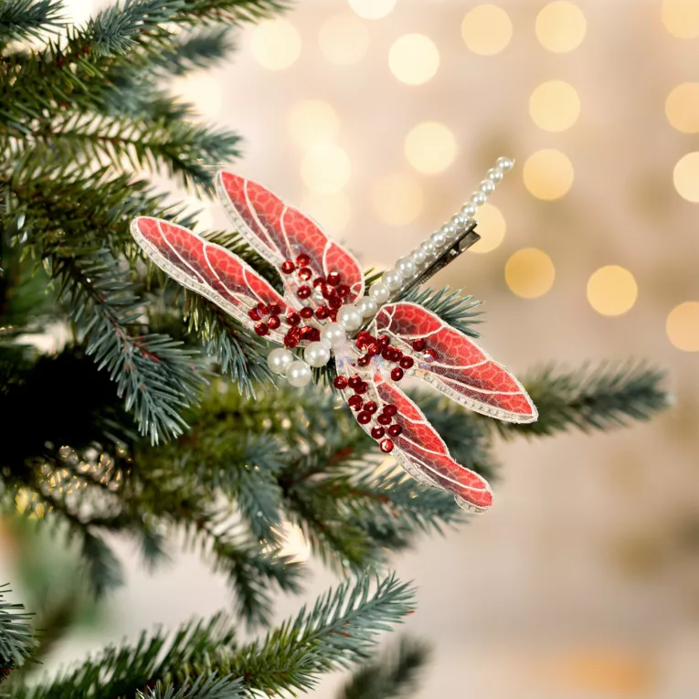 Ozdoba choinkowa WAŻKA zdobiona perełkami