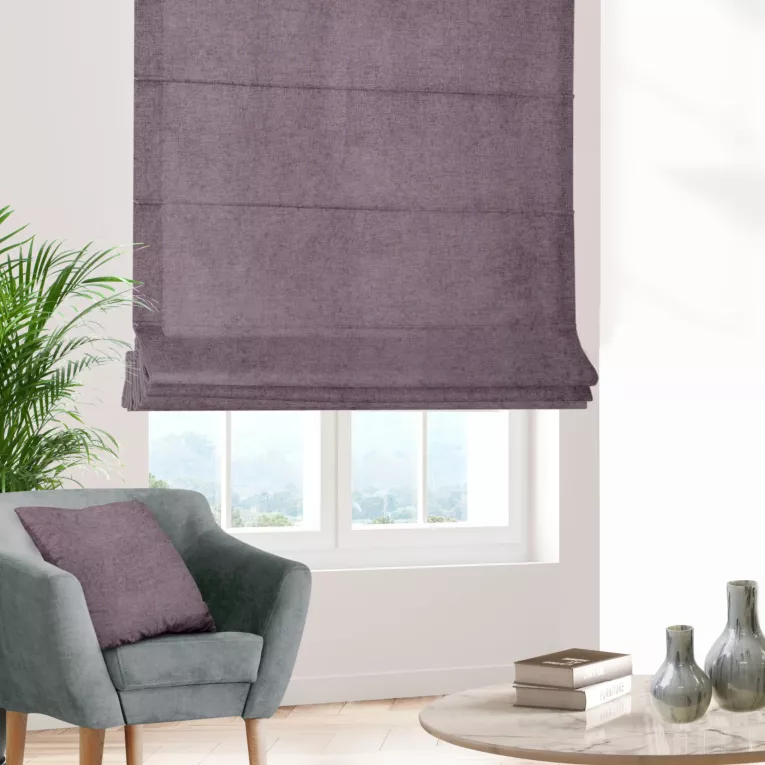 Roleta rzymska BRIANNA fioletowa miękka szenilowa o wyraźnym splocie i lekkim połysku