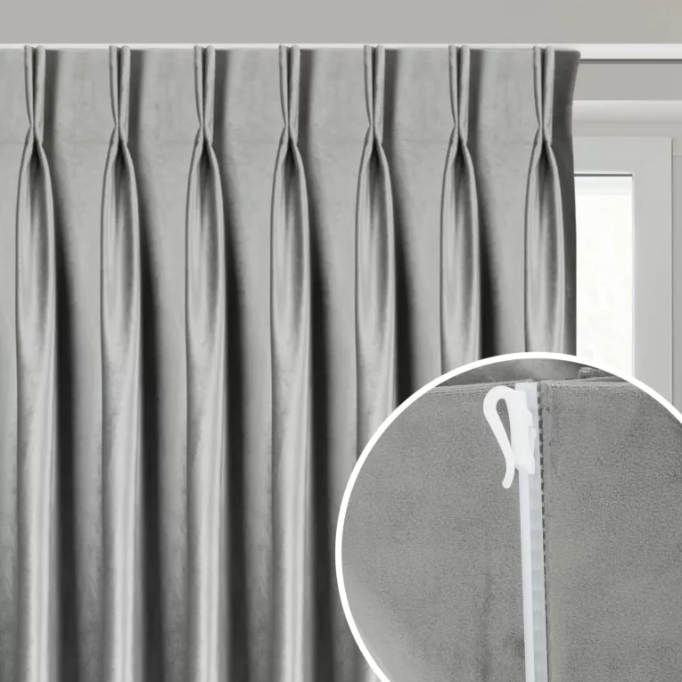 Zasłona stalowa z welwetu 200x259 cm taśma flex