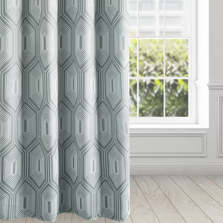 Zasłona DEYNA zaciemniająca typu blackout  z geometrycznym wzorem