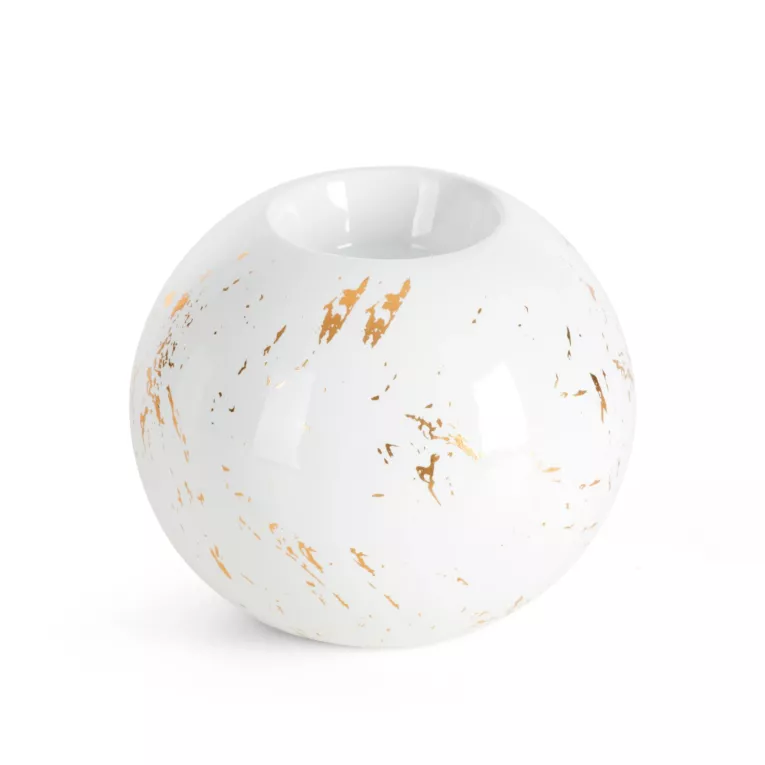 Świecznik ceramiczny ARIELA 2 zdobiony przecieranym wzorem