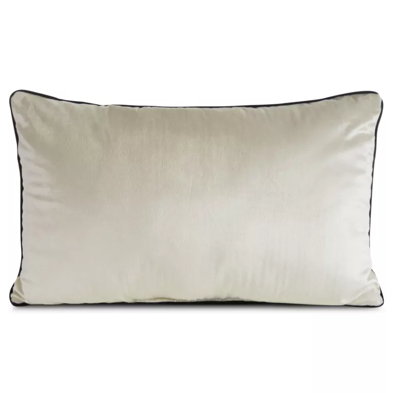 Poduszka 30 x 50 cm welwetowa beżowa z kontrastującą lamówką GAJA 3