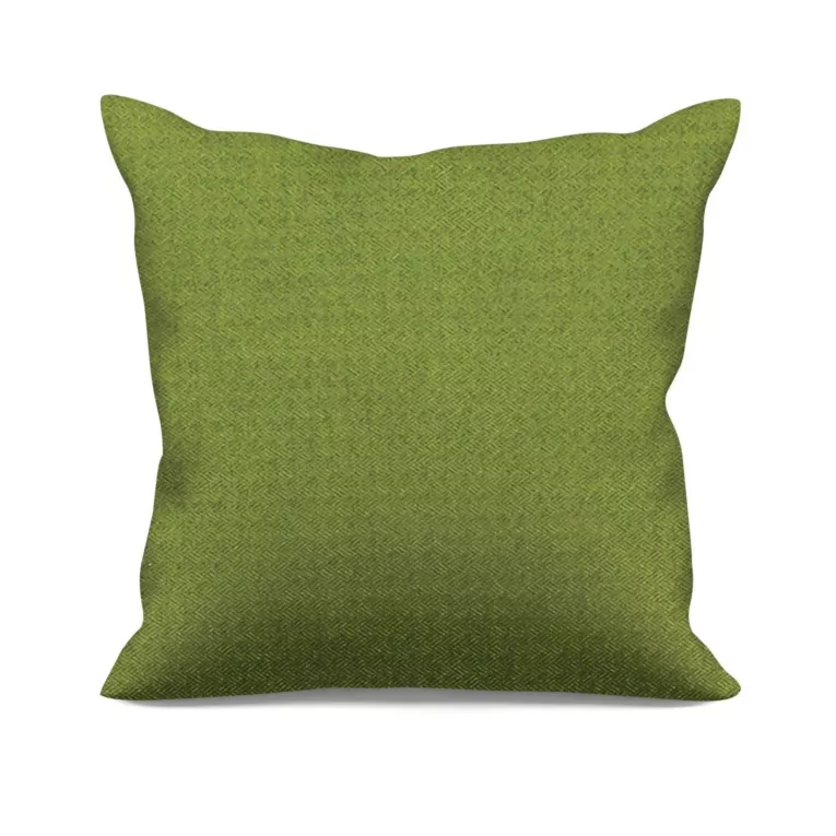 Poszewka szyta zielona z miękkiej, matowej tkaniny w drobny geometryczny wzór