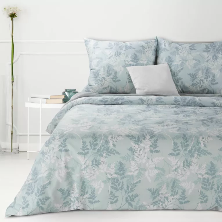 Pościel 220x200 cm bawełniana kolor miętowy, jasnokremowy w stylu rustykalnym SARA 12