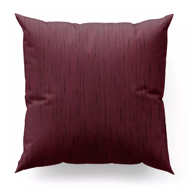 Poszewka szyta bordowa z tkaniny welwetowej w pionowe prążki, wykończona obciążnikiem