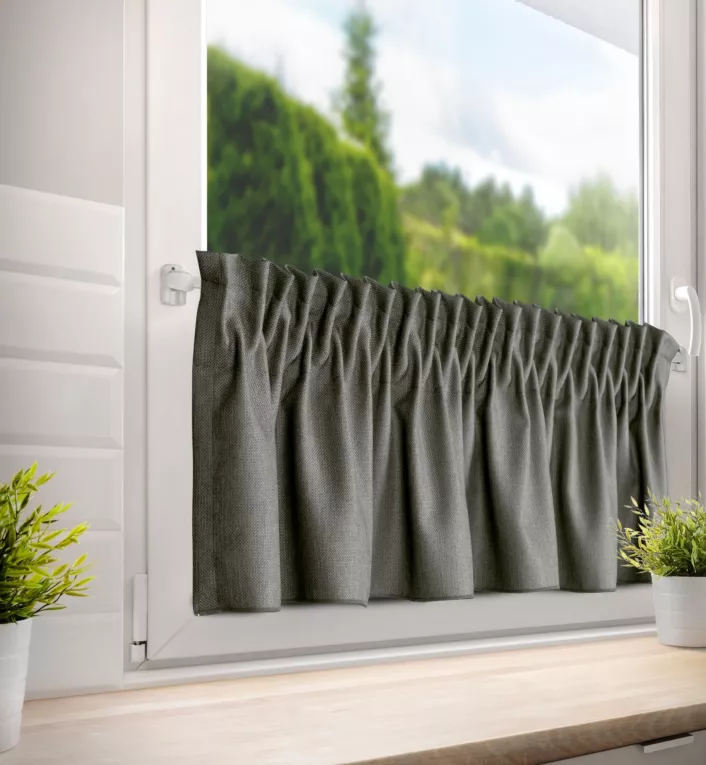 Zazdrostka popielata z tkaniny o płóciennym splocie 140x30 cm taśma  LENA