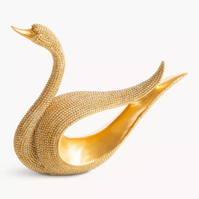 Figurka złota w kształcie łabędzia o drobnym strukturalnym wzorze 18x6x15 cm ELDO 2