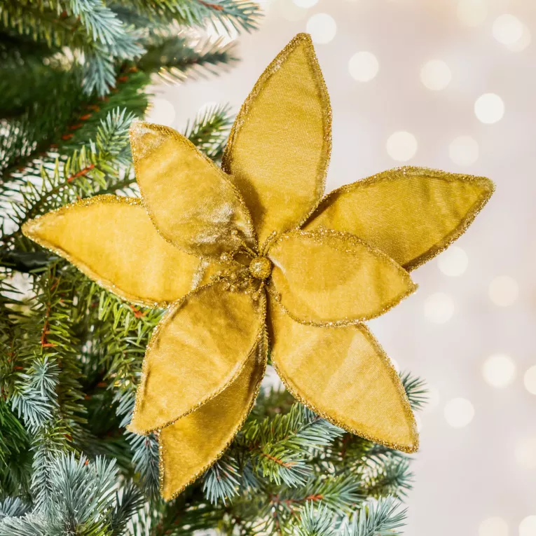 Świąteczny kwiat dekoracyjny z tkaniny welwetowej