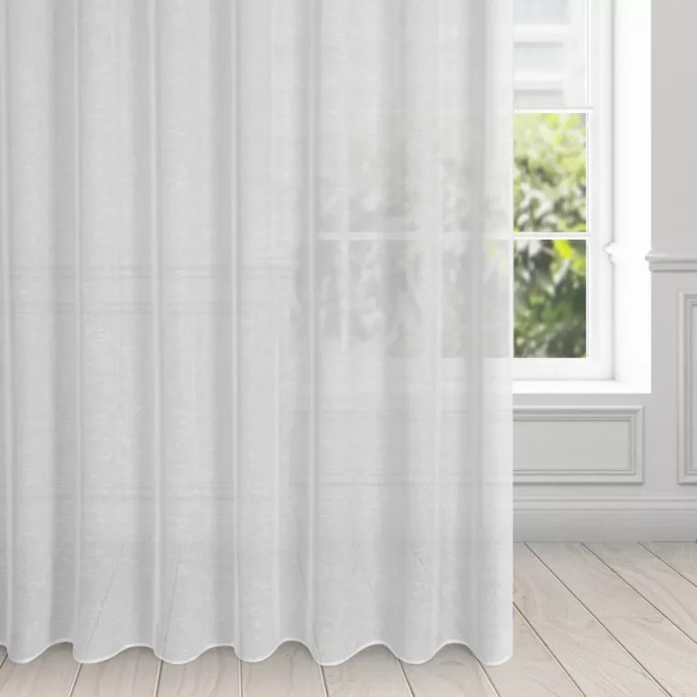 Firana biała w stylu eko z gładkiej etaminy półtransparentna 300x250 cm przelotka LEXY