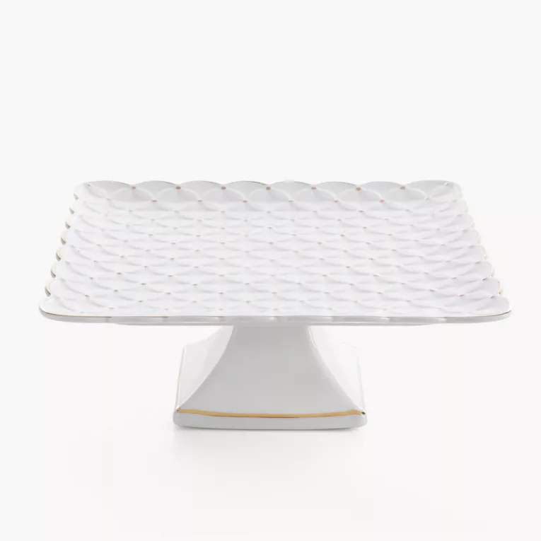 Patera ceramiczna dekoracyjna kremowa z złotymi akcentami 27x27x10 cm BELIA
