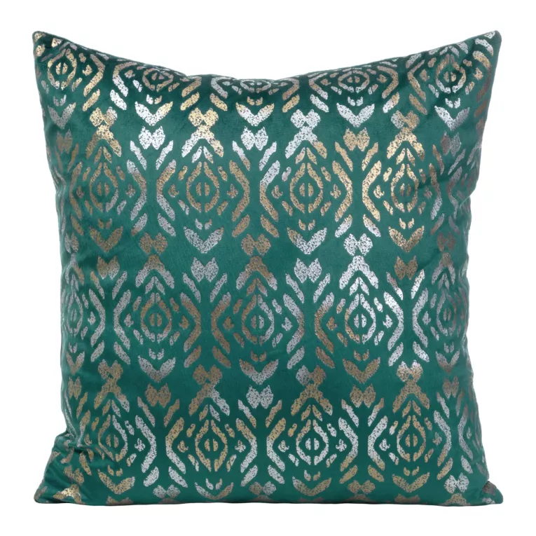 Poszewka LAURA z welwetu ze srebrno-złotym nadrukiem w stylu boho