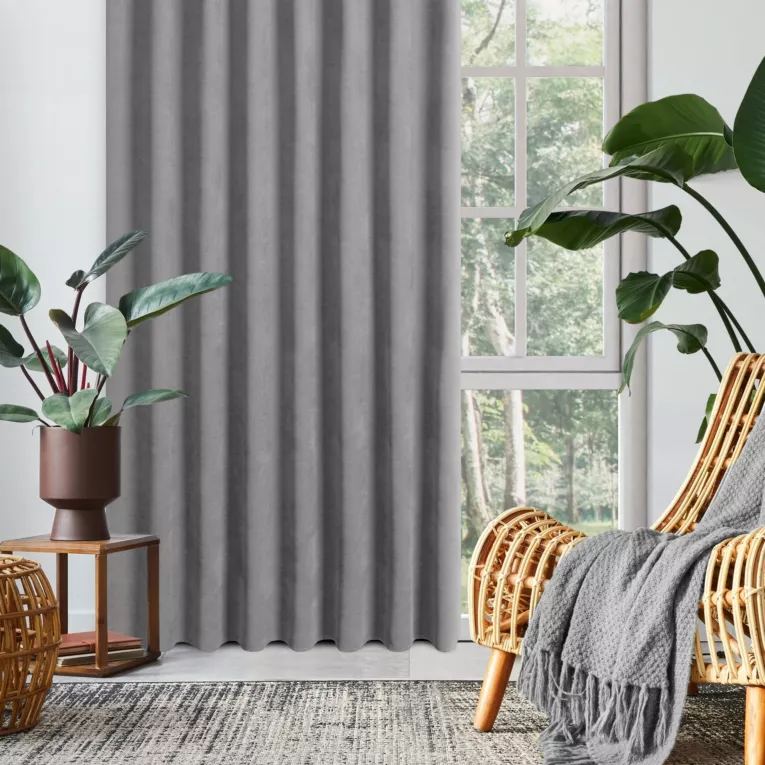 Zasłona grafitowa z tkaniny welurowej 100x240 cm szerokość po zmarszczeniu flex 1:2 Dora