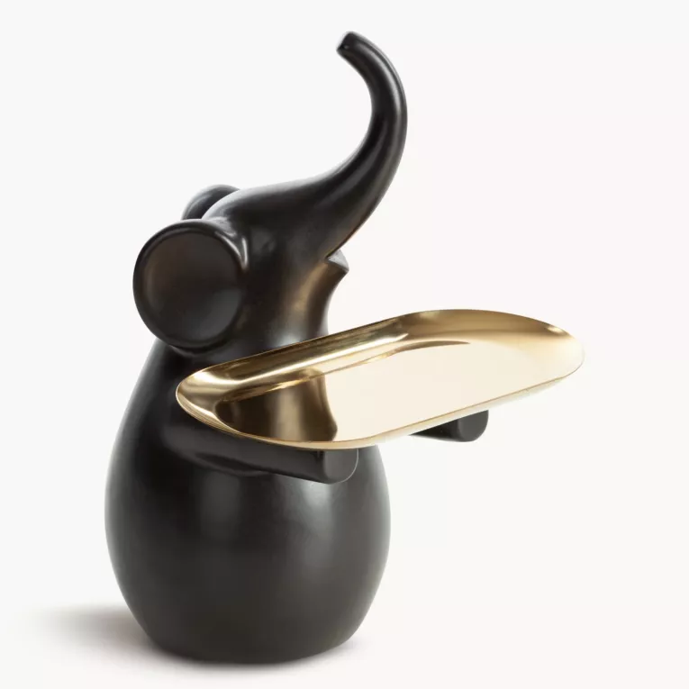 Figurka dekoracyjna słoń z złotą paterką