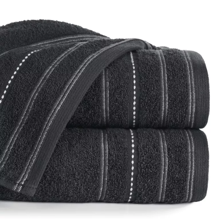 Ręcznik do rąk 30x50 cm bawełniany kolor czarny w pasy 500 g/m2 VENTO