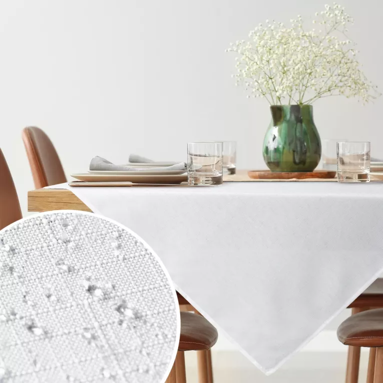 Obrus na stół 85x85 cm biały wodoodporny - KATE