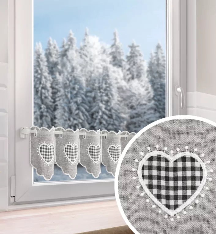 Tkanina firanowa zazdrostka zdobiona haftem