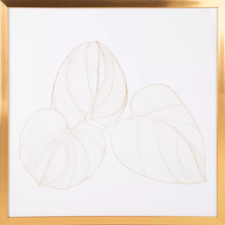 LIMITED COLLECTION Obraz BLANCA 5 ze złotym błyszczącym nadrukiem w złotej ramie MAGIA BIELI