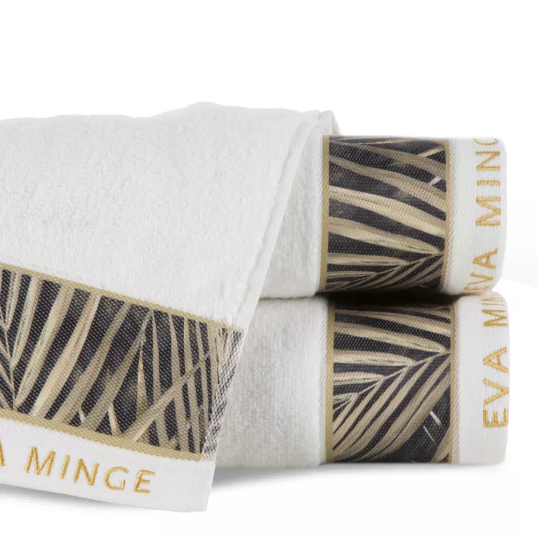 Ręcznik do rąk 30x50 cm bawełniany kolor biały,beżowy z designerską bordiurą 500 g/m2 Eva Minge