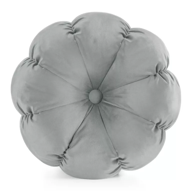 Poduszka w kształcie kwiatka 37 x 37 cm welwetowa srebrna FLOWER