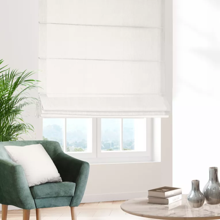 Roleta rzymska kremowa z miękkiej w dotyku tkaniny szenilowej