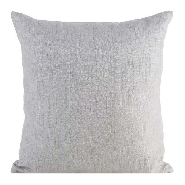 Poszewka na poduszkę 45x45 cm srebrna z złotym geometrycznym haftem MILA