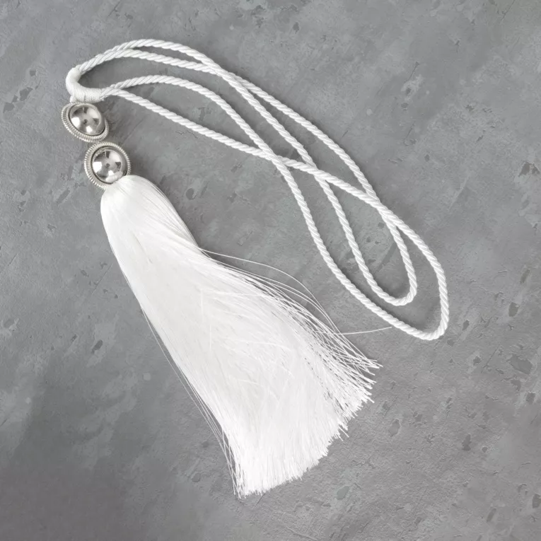 Dekoracyjny sznur do zasłon NAOMI upinacz z chwostem i koralikiem