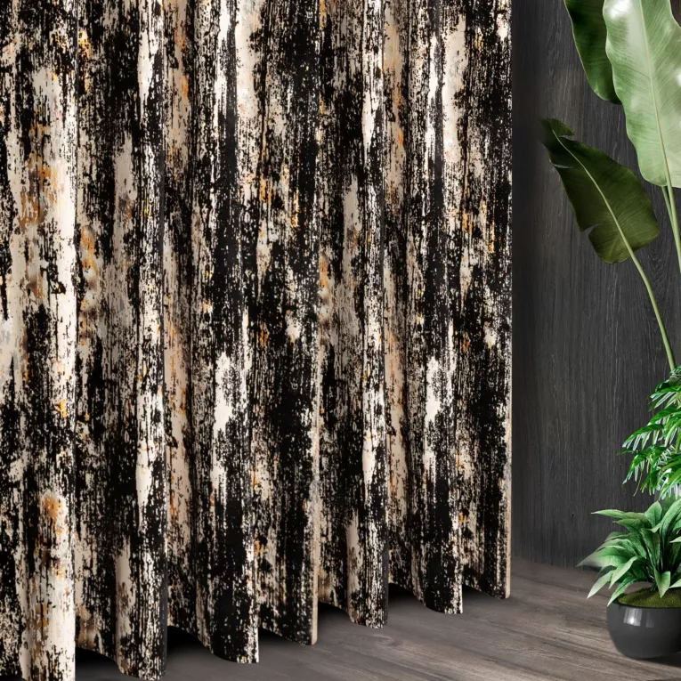 Tkanina zasłonowa welwet zdobiony metalicznym nadrukiem