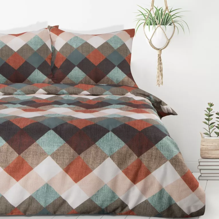 Pościel 160x200 cm kolor brązowy, miętowy z nadrukiem geometrycznym ALEXA Design 91