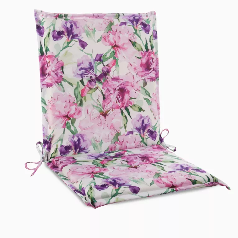 Poduszka na krzesło 45 x 90 x 3 cm  wodoodporna różowo, fioletowa  zdobione roślinnym wzorem GARDEN