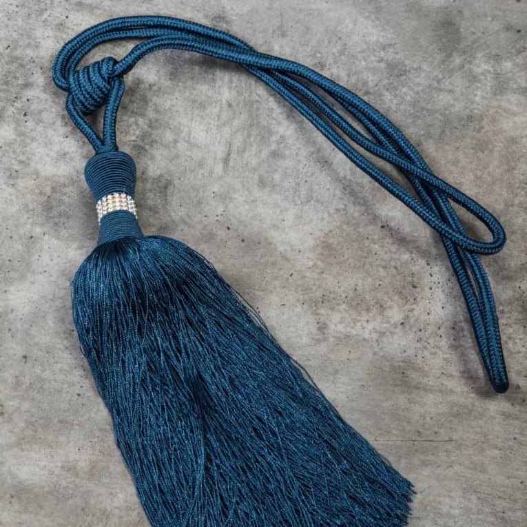 Dekoracyjny sznur do zasłon SUSANE upinacz z chwostem i drobnymi kryształkami