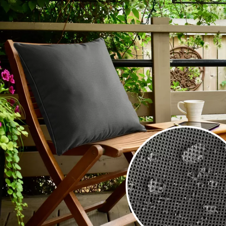 Poszewka na poduszkę 45x45 cm z gładkiej tkaniny wodoodpornej stalowa idealna do ogrodu i na taras GARDEN 4