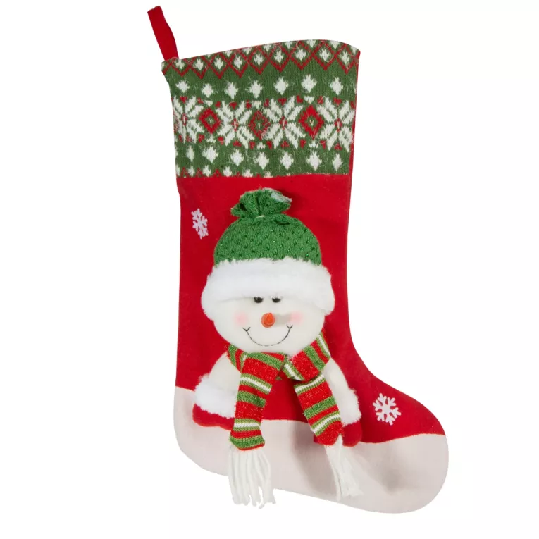 Skarpeta świąteczna SNOW z trójwymiarową aplikacją z bałwankiem