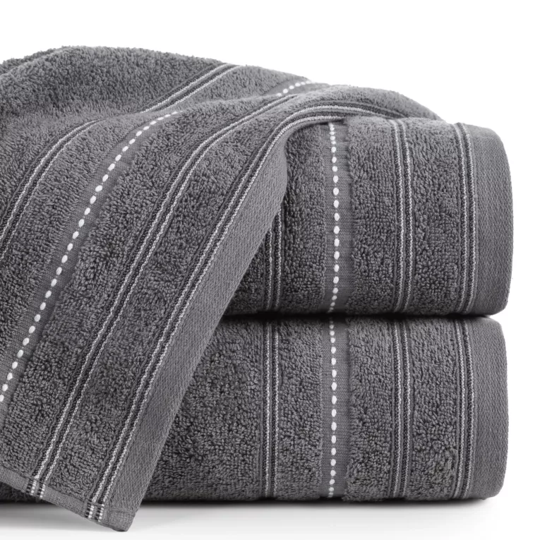 Ręcznik do rąk 30x50 cm bawełniany kolor stalowy w pasy 500 g/m2 VENTO