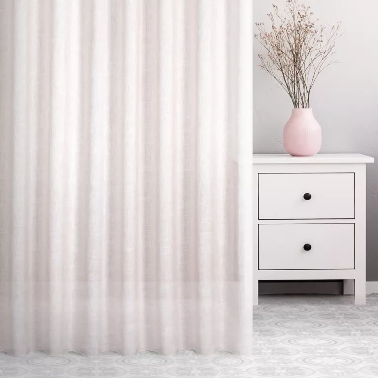 Zasłona szyta na taśmie 5 cm pudrowo różowa z miękkiej tkaniny w stylu eko