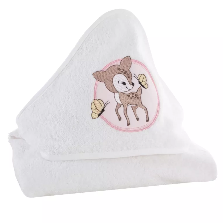 Ręcznik kąpielowy dziecięcy 100x100 cm bawełniany kolor biały,różowy z kapturem 450g/m2 BABY 50