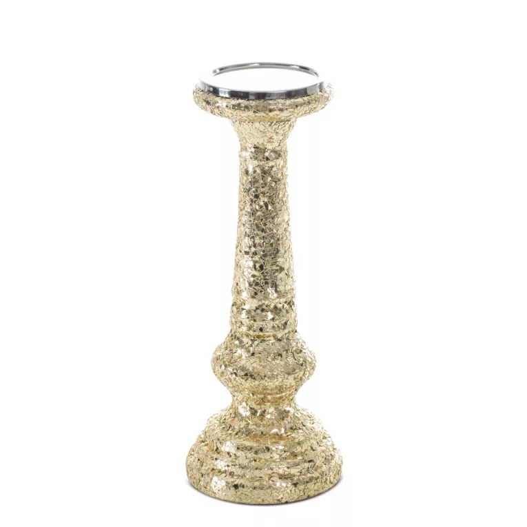 Świecznik dekoracyjny MELIA ze szkła artystycznego z efektem popękanego szła