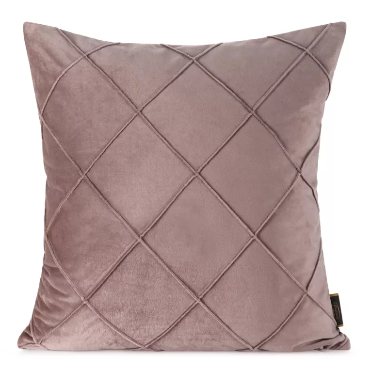 Poszewka na poduszkę 45x45 cm welwetowa pudrowo różowa z geometrycznym przeszywanym wzorem NALA Eurofirany Premium