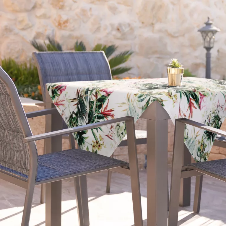 Bieżnik na stół biało, zielony 85x85 cm wodoodporny GARDEN na taras oraz balkon
