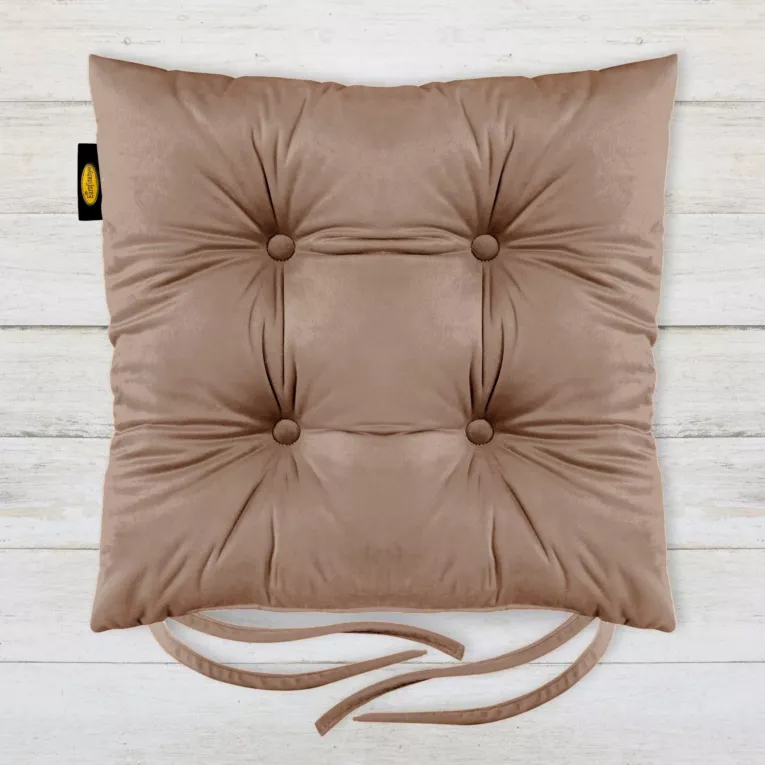 Poduszka na krzesło dwustronna 40 x 40 x 8 cm welwetowa jasnoróżowa