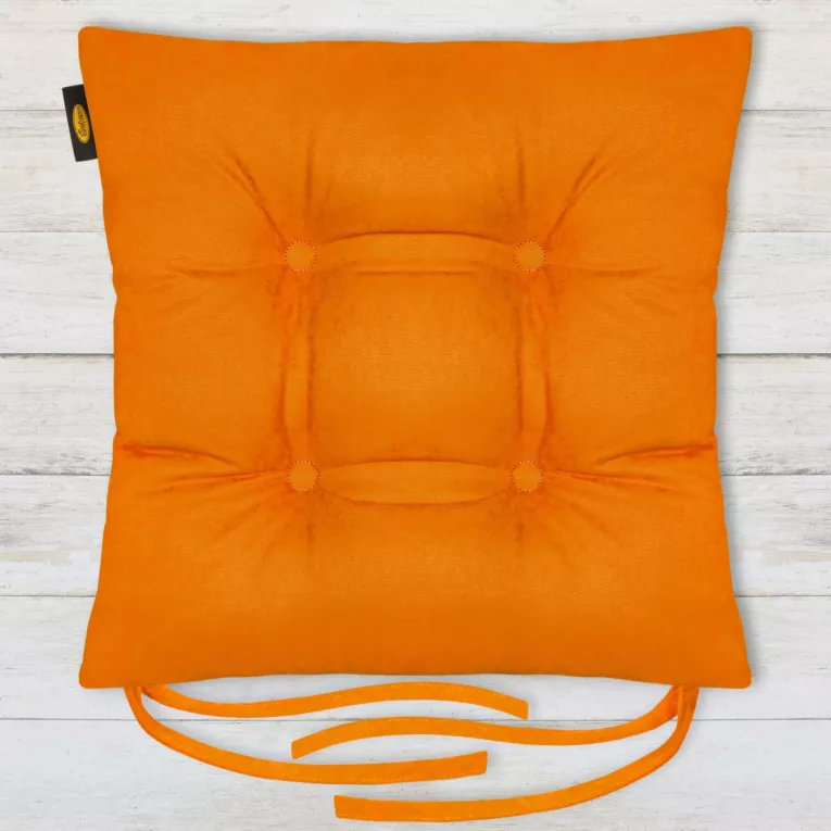 Poduszka na krzesło dwustronna 40 x 40 x 8 cm welurowa pomarańczowa ADORE