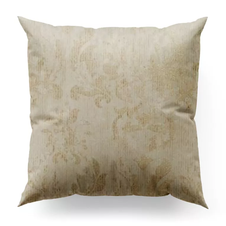 Poszewka szyta kremowo złota z miękkiej tkaniny w ornamentowy wzór