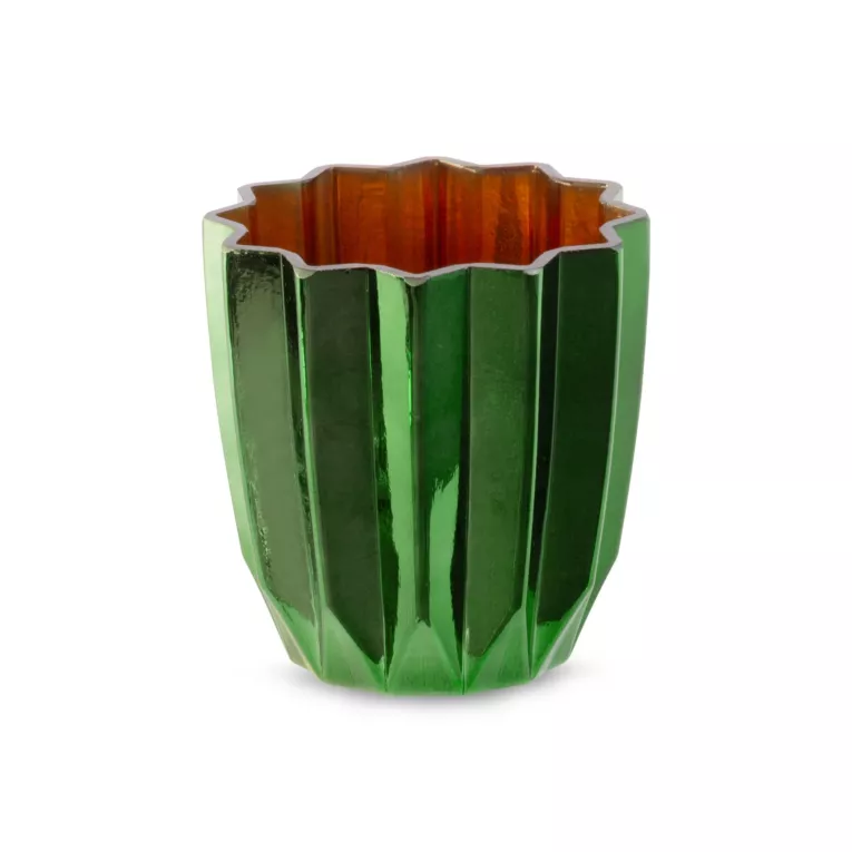 Świecznik NEGRA  ze szkła artystycznego zielono-miedziany