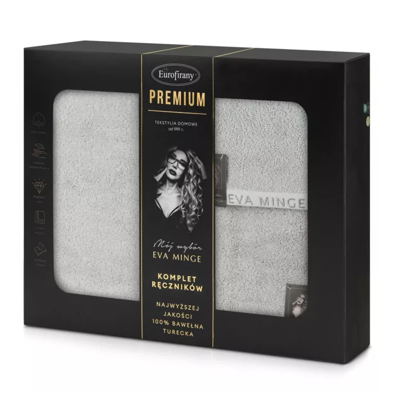 Zestaw ręczników bawełnianych na prezent 3 szt kolor srebrny 550 g/m2 VENUS Eva Minge