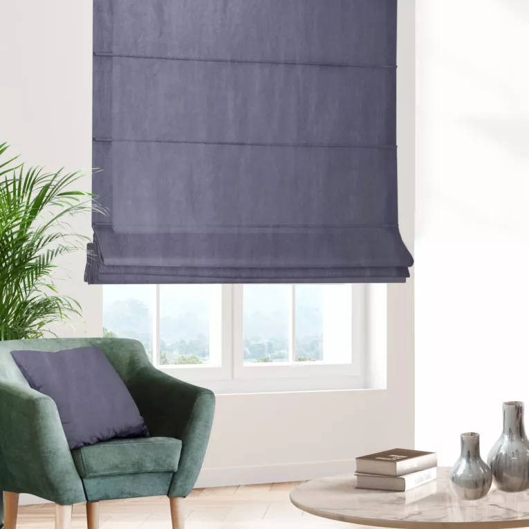 Roleta rzymska SAFARI jasnofioletowa z miękkiej welwetowej tkaniny z połyskiem