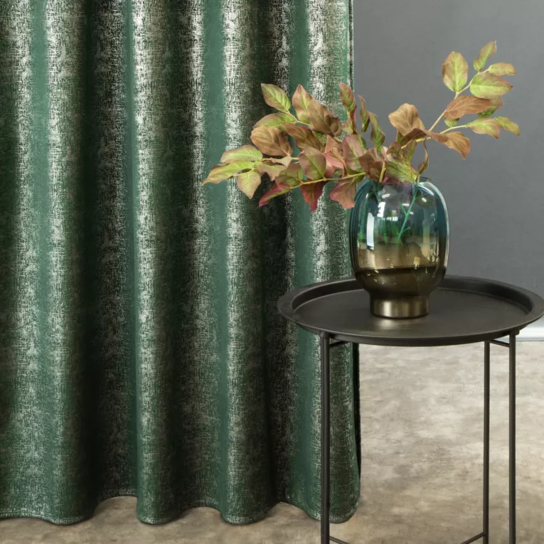 Zasłona welwetowa, zielono srebrna 140x270 cm taśma- CYPR - Design 91