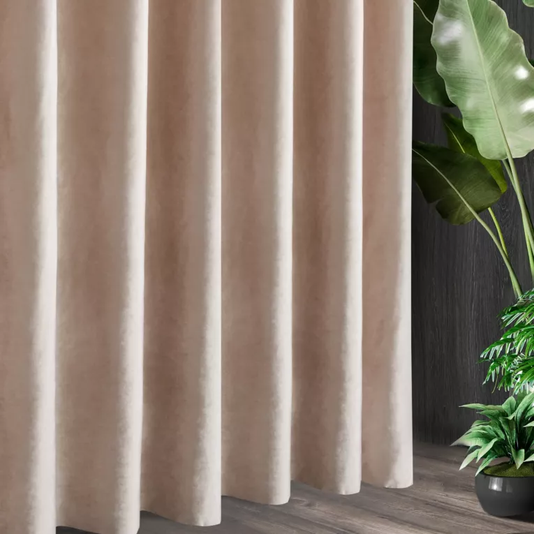 Tkanina zasłonowa gładka, miękka, welwetowa, z wyraźnym połyskiem z kolekcji Eva Minge