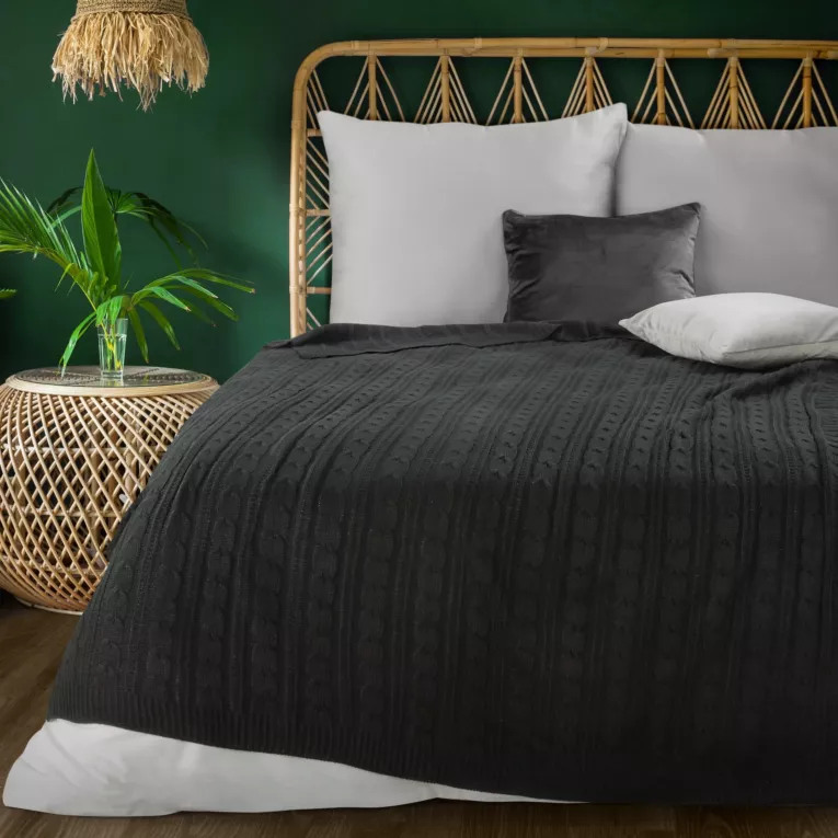 EUROFIRANY PREMIUM Koc AKRYL 2 miękki pled z dzianiny z warkoczami