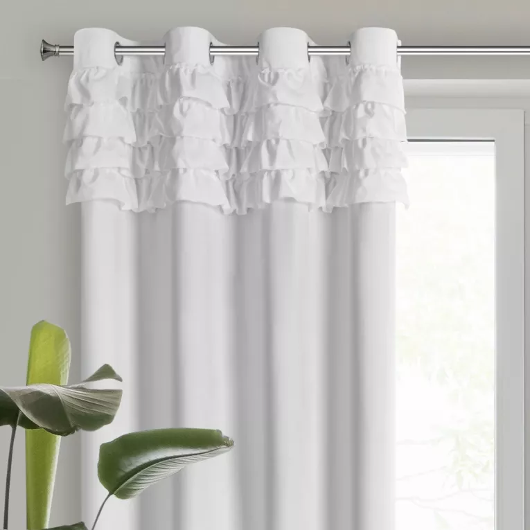 Zasłona welwetowa ERIN zdobiona falbanami 140x250 cm przelotka - ERIN