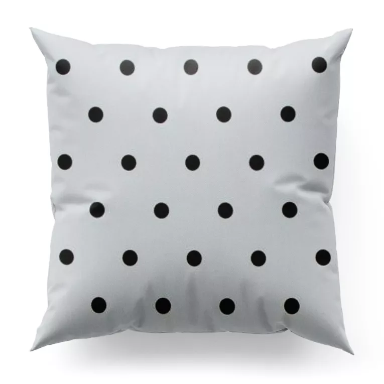 Poszewka szyta biało czarna z miękkiej tkaniny z nadrukiem w kropki